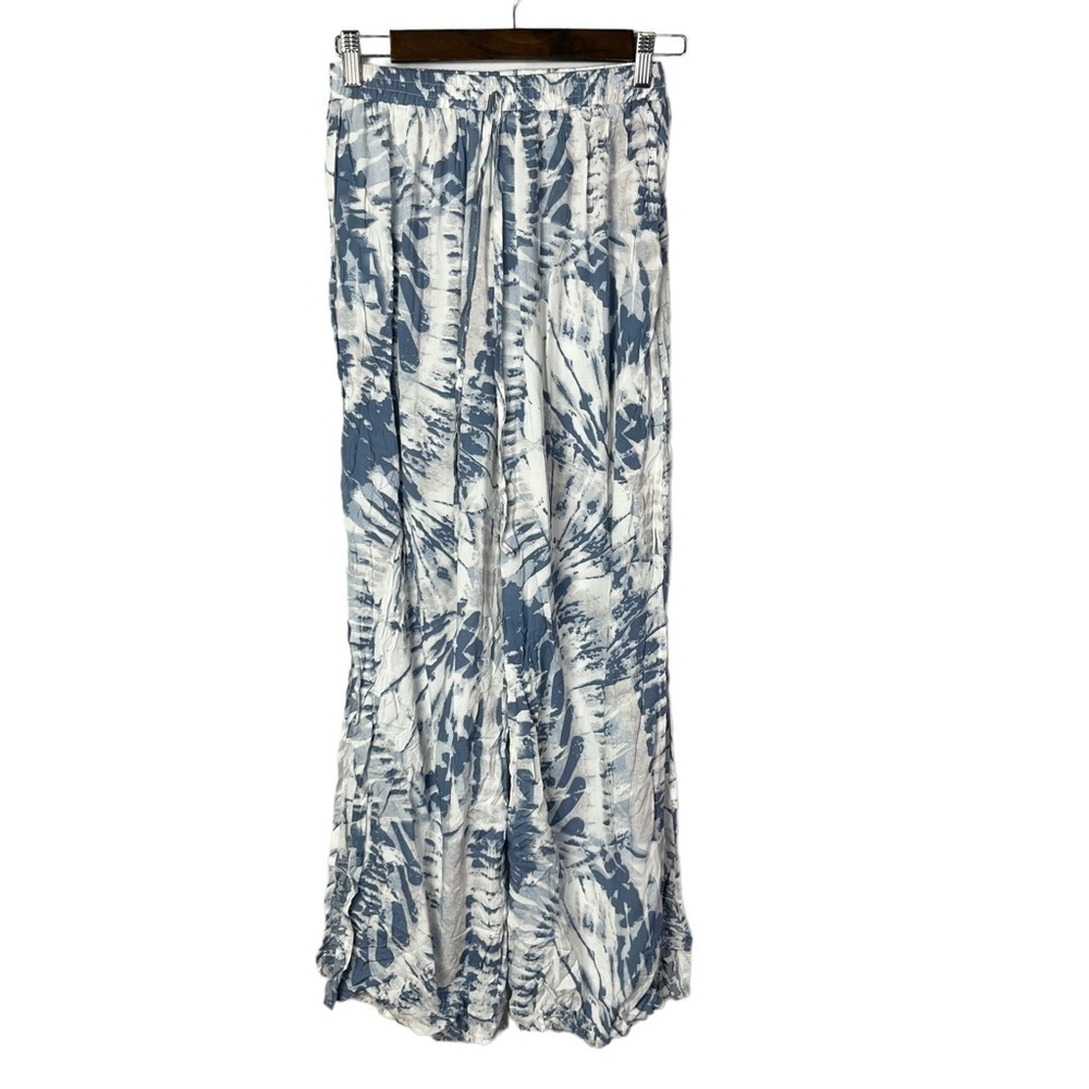 Boutique Blue & White Tie Dye Wide Leg Pants S